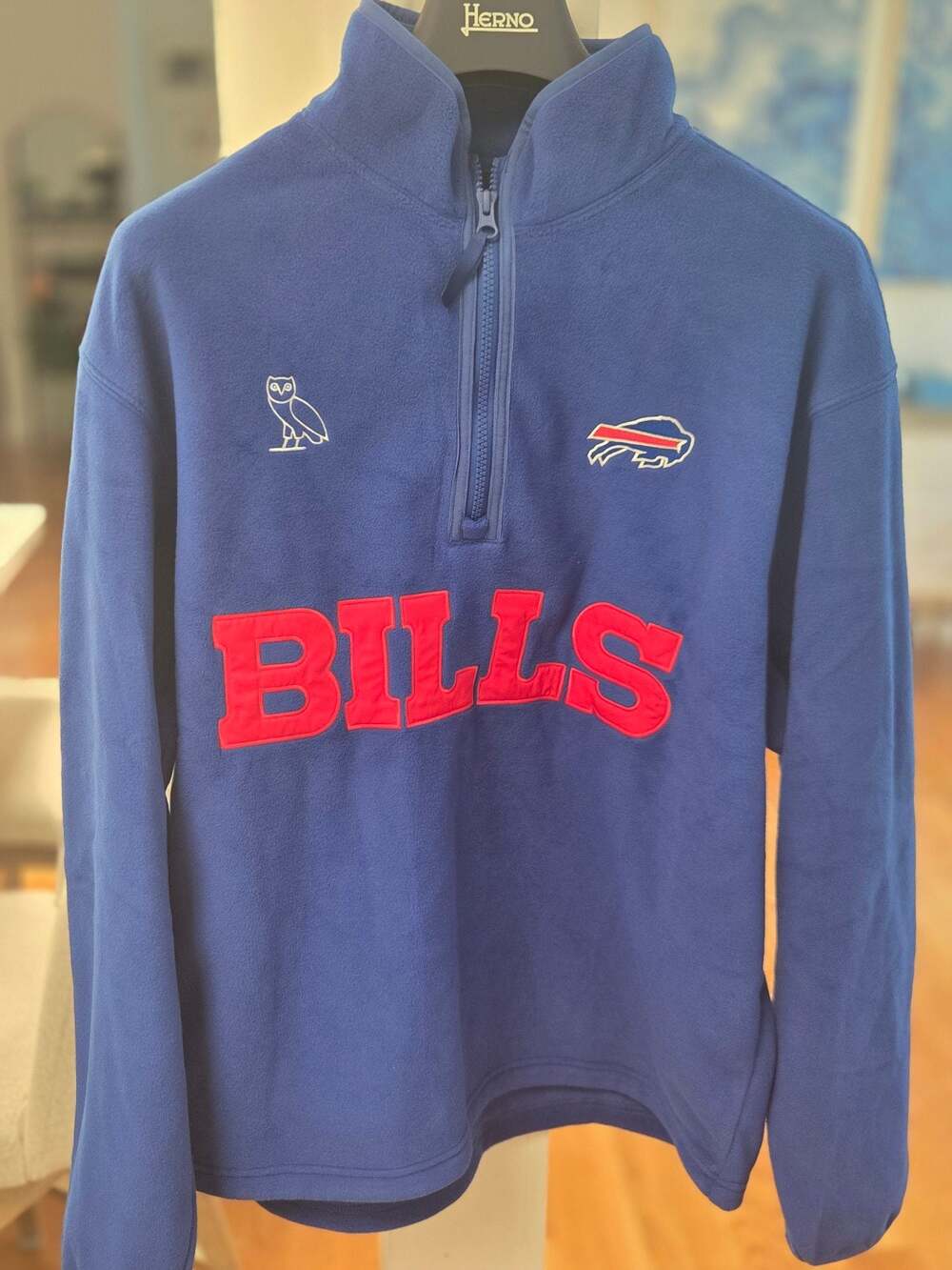 Buffalo Bills Men's OVO Royal Polartec Mock Neck Half-Zip Fleece (L)